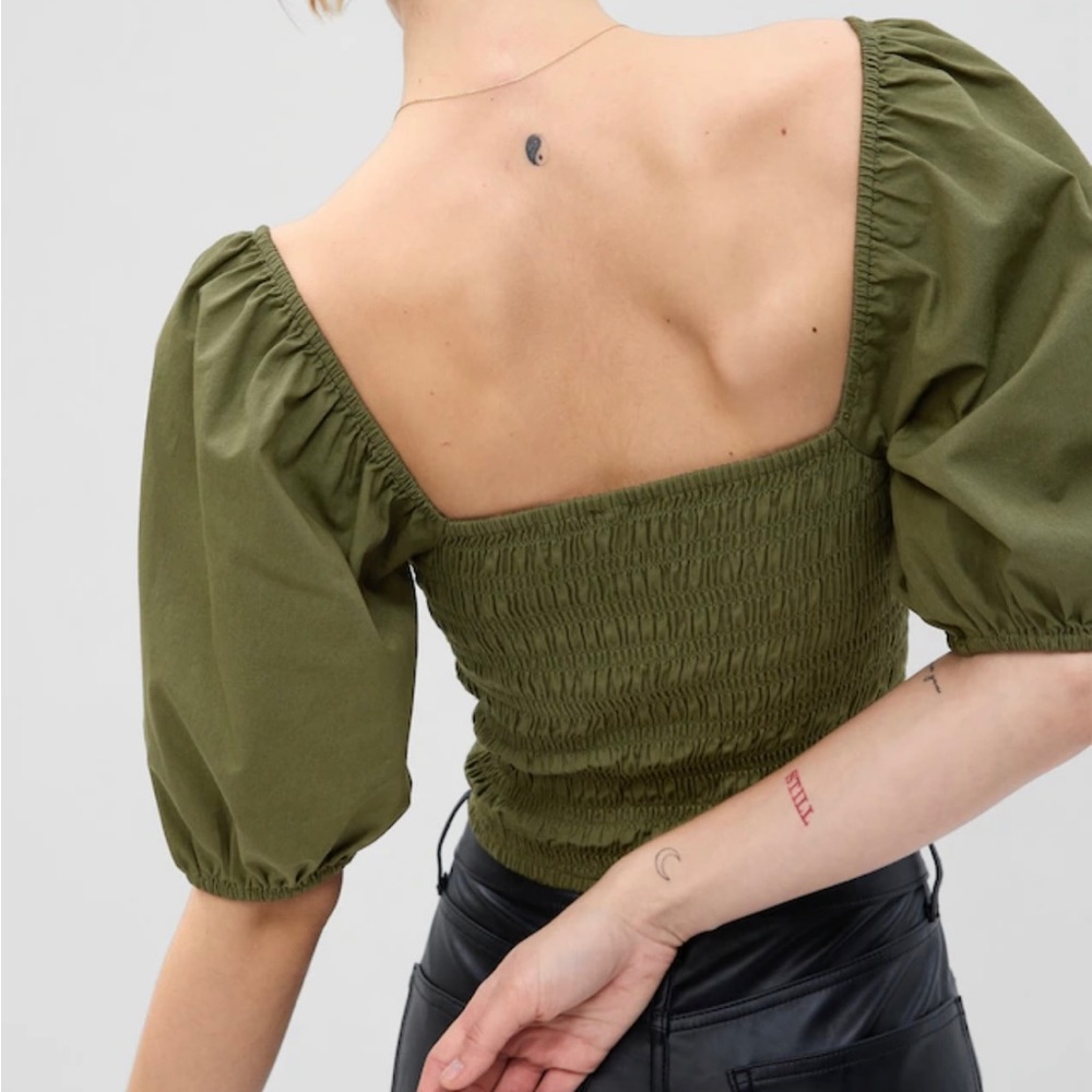 Puff sleeve corset stitched sweetheart blouse